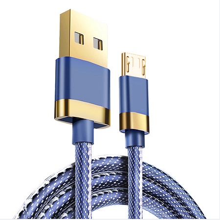 3A USB to Micro data cable ,3ft -3A , Gold Plated plug+Cowboy Denim material .CE FCC RoHS