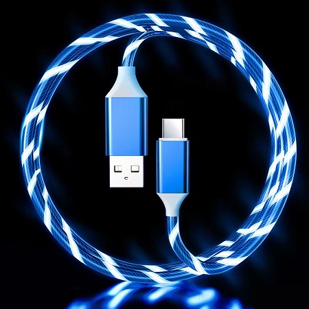 3.3ft LED Light Up USB A to USB C Cable 2A,CE FCC RoHS certificated .Red/Blue/Green/RGB colors .