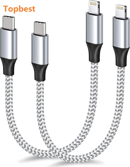 1ft USB C to Lightning Cable Short, PD USB C iPhone Charger Cable MFi Certified, 12 inch Fast Charging Type C to Lightning Cord Nylon Braided for iPhone 14/13/12/11Pro/X/XR/XS/8/7/6s/Plus/iPad